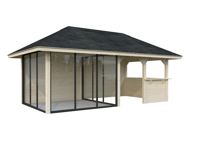 Palmako Pavillon Bianca 16,6 m² Set 508 Slide Plus mit Isolierglas-Schiebetüren