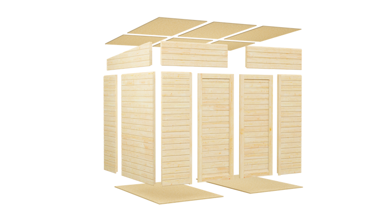 Bertilo Gerätehaus Timmo 4 Plus inkl. Anbaudach - 19 mm