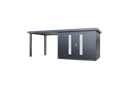 Vorschaubild Wolff Finnhaus Premium Metall Gartenhaus Elvar 6024 Anthrazit inkl. 300 cm Anbaudach