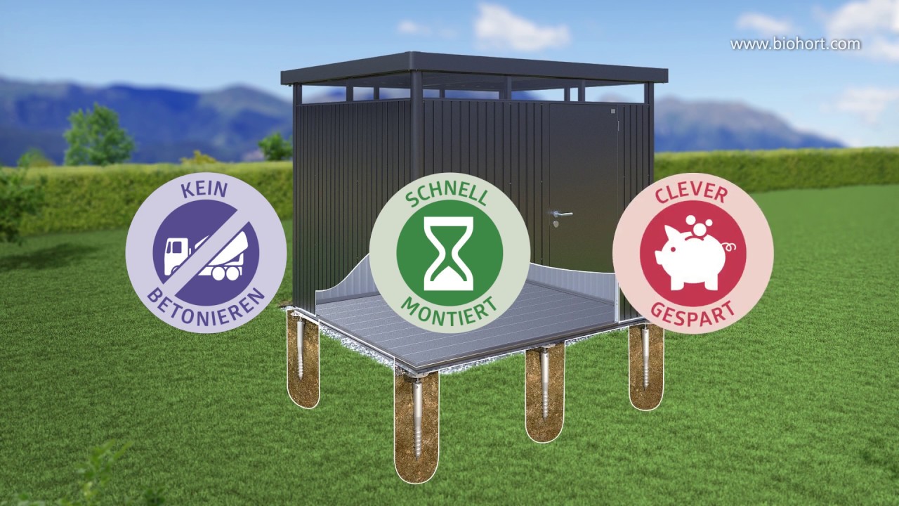 Erdschrauben-Fundament SmartBasePLUS für Biohort Gerätehaus Avantgarde mit Einzeltür oder Doppeltür + ECO Modelle