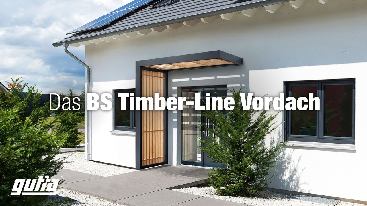 Gutta Rechteckvordach BS Timber 250 inkl. Wasserspeier und Sonderfarbe