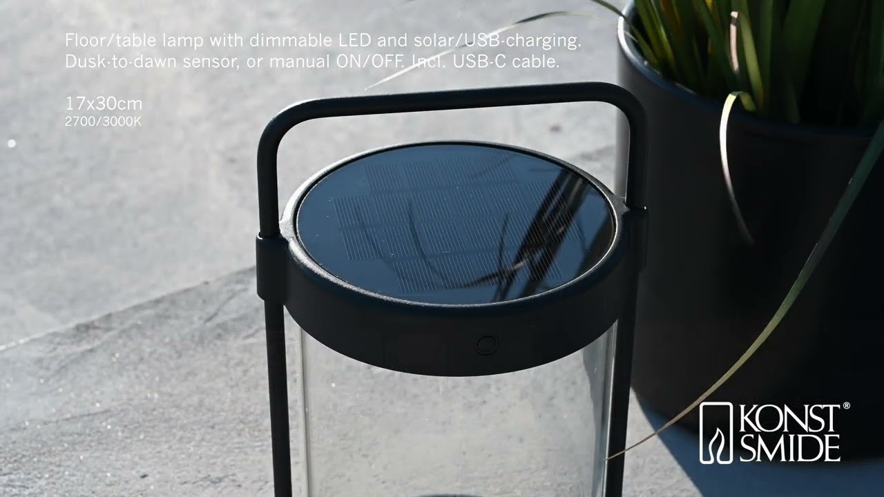 Konstsmide LED Solar/USB-Laterne Crotone, schwarz, dimmbar (7822-750)