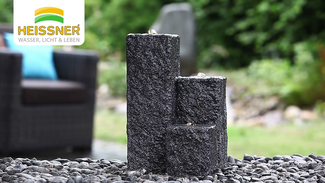 Fountain-Set "Neptun LED",  black color, 59x43x15/25/40cm (016616-03)