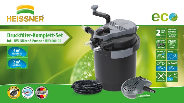 Heissner SMARTLINE Druckfilter, 7W UVC, mit Pumpe (HLF4000-00) bis 2020 Heissner SMARTLINE Druckfilter, 7W UVC, mit Pumpe (HLF4000-00) bis 2020