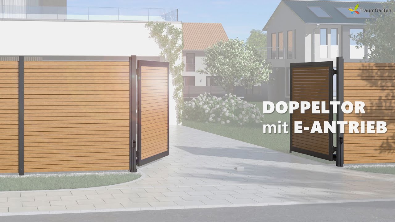TraumGarten SYSTEM / DESIGN Alu Doppeltor auf Maß mit E-Antrieb