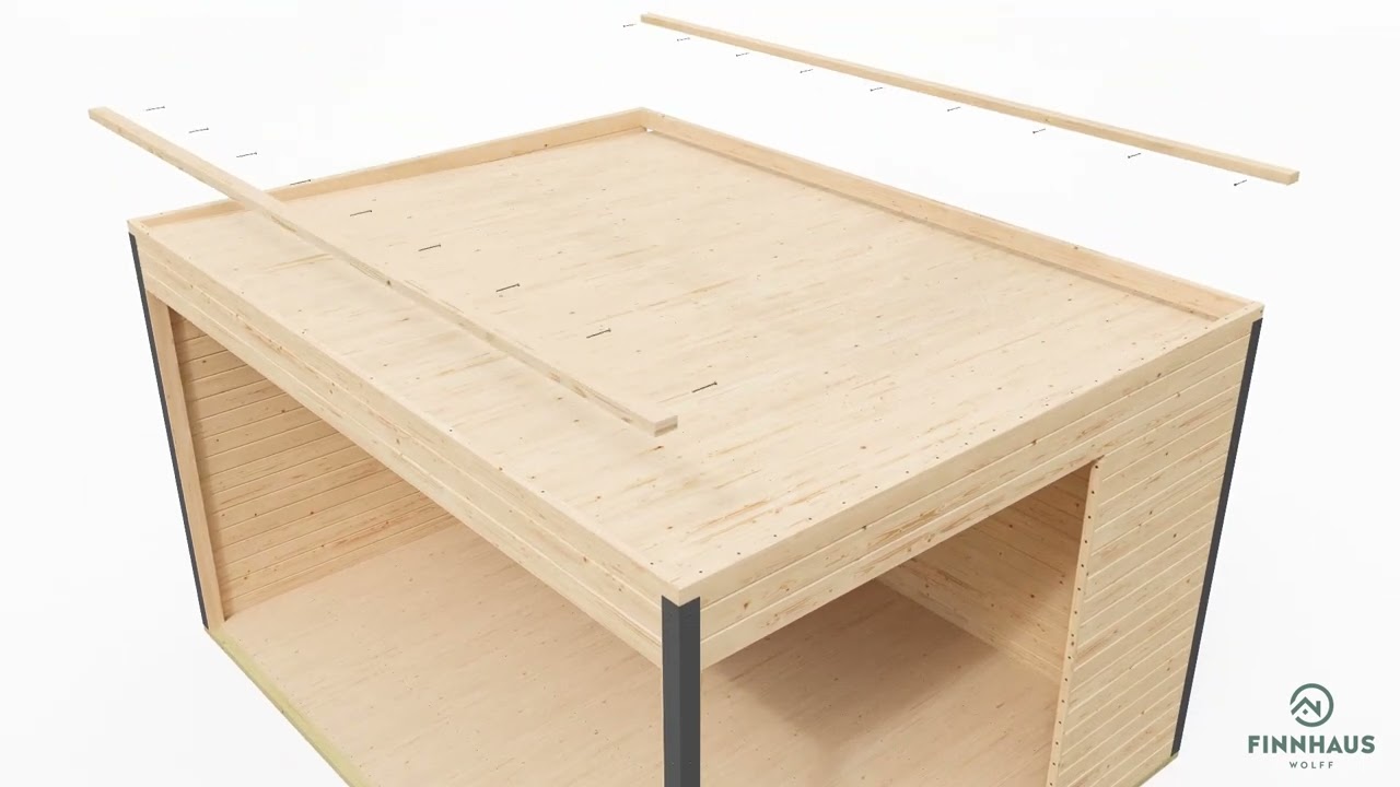 Wolff Finnhaus Gartenhaus Studio 44-D mit Seitendach sowie Alu-Eckverkleidung/Schiebetür (Starletta)