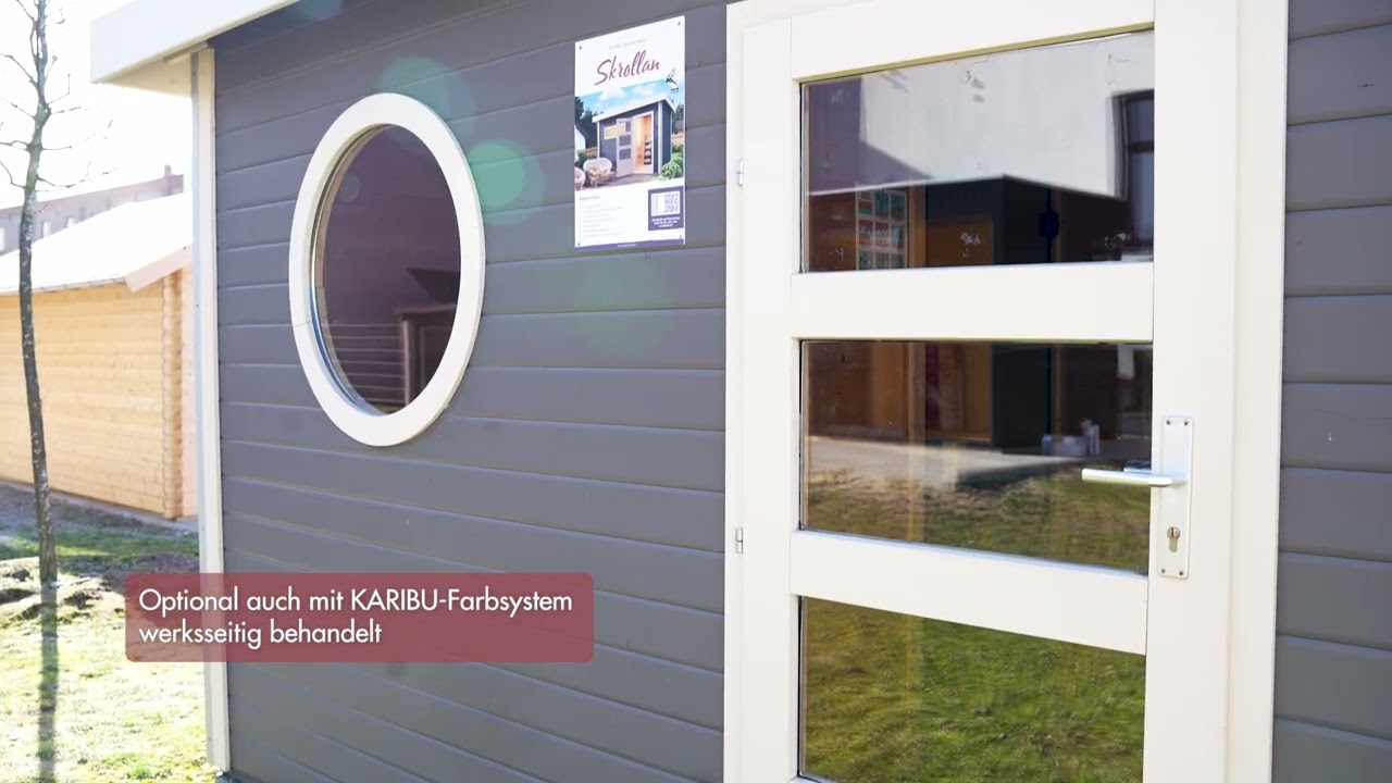 Karibu Gartensauna Pultdach Saunahaus Skrollan 1 mit Vorraum naturbelassen