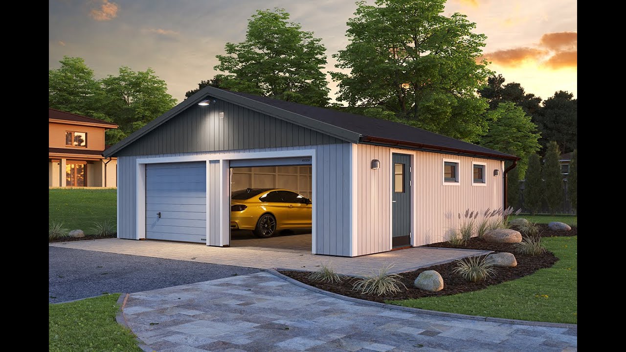 Palmako Nordic+ Gartenhaus/Garage Andre ohne Sektionaltor - 28,5 m² - 160 mm