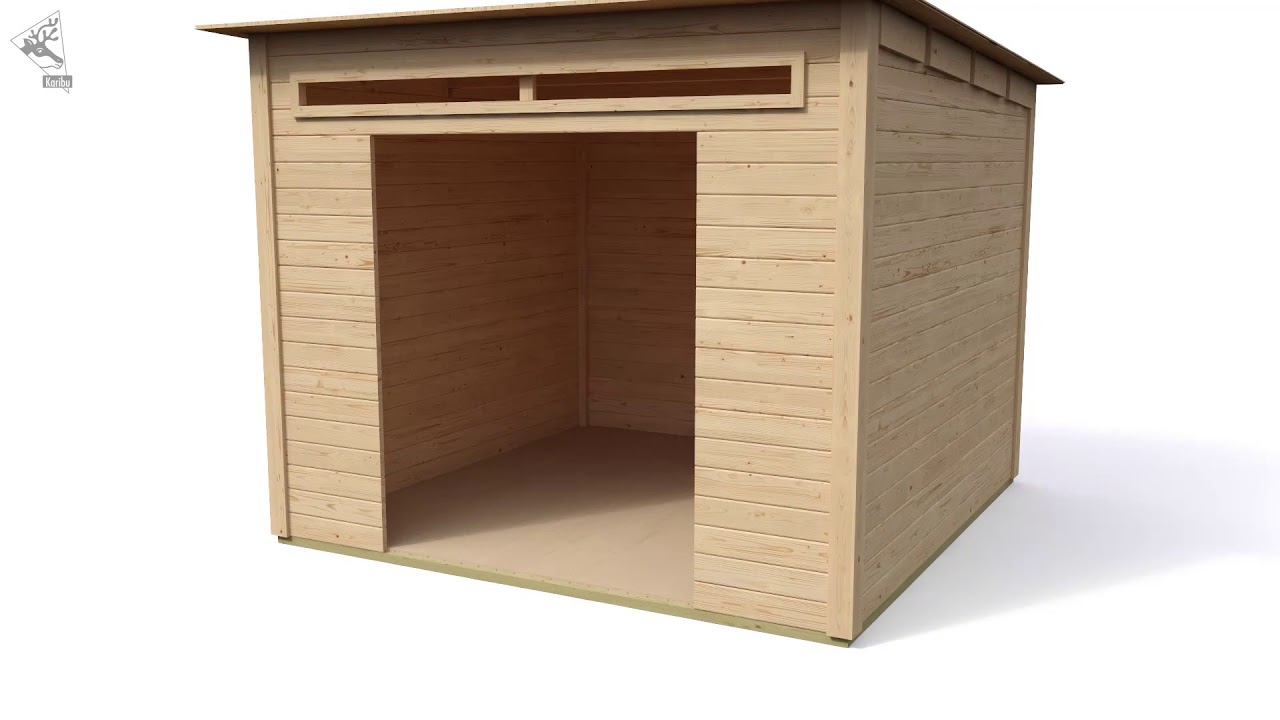 Karibu Premium Gartenhaus Kastorf 6/7 mit Fensterecke - inkl. 320 cm Anbaudach - 28 mm