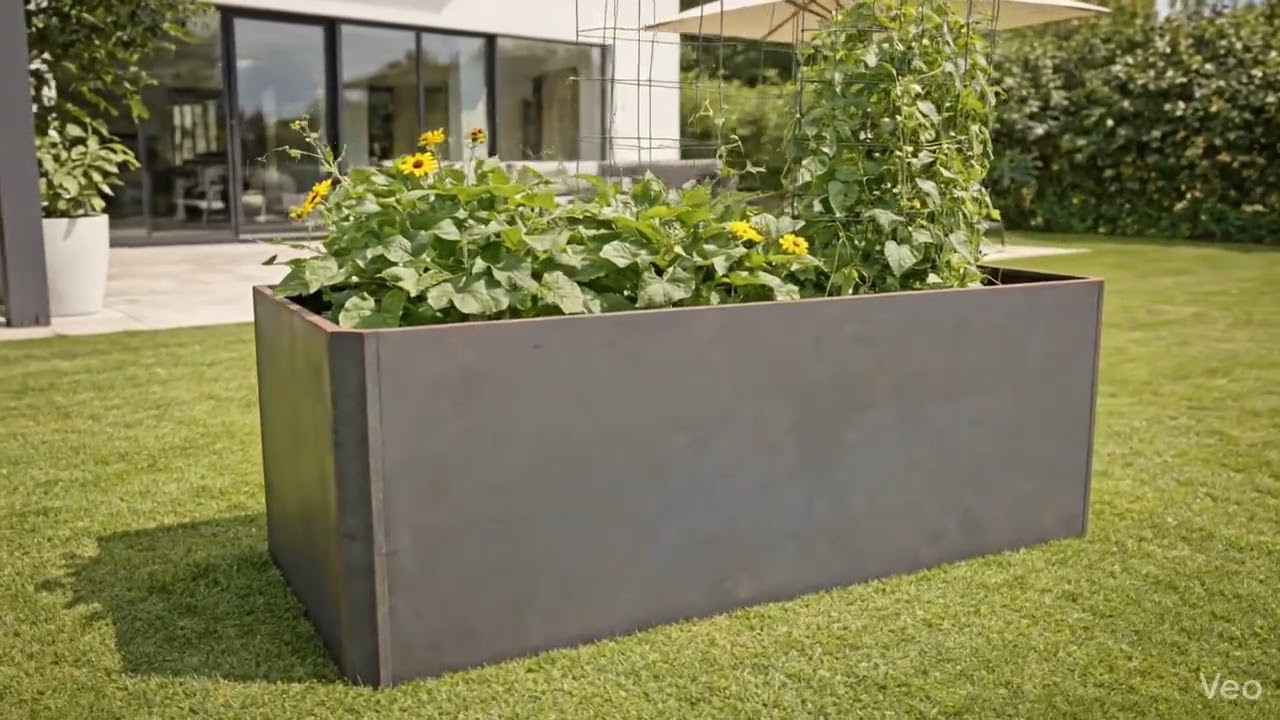 Premium Hochbeet aus Cortenstahl mit Rostpatina 200 x 80 x 75 cm
