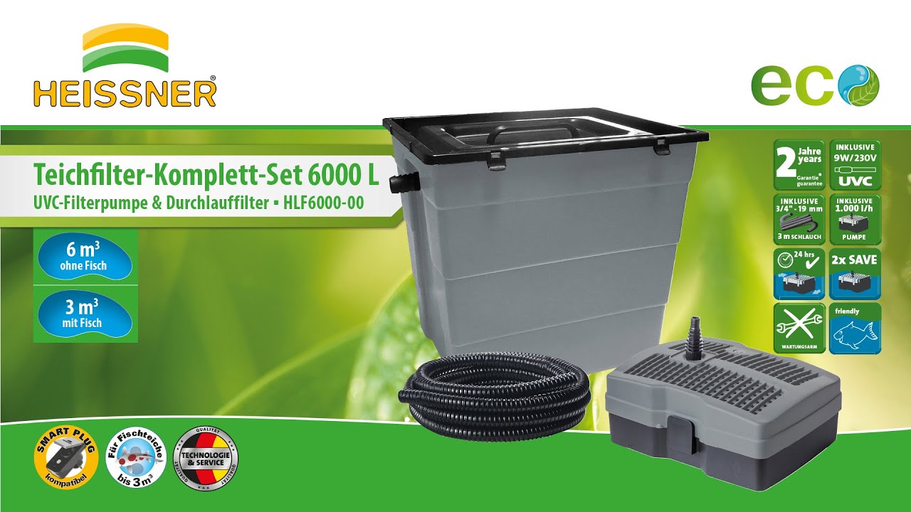 Heissner SMARTLINE Teichaußenfilter mit UVC-Pumpe 1000 l/h (HLF6000-00)