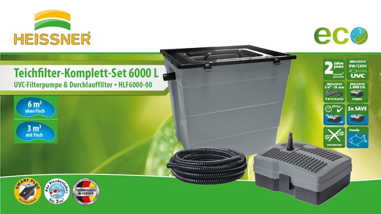 Heissner SMARTLINE Teichauenfilter mit UVC-Pumpe 1000 l/h (HLF6000-00) Heissner SMARTLINE Teichauenfilter mit UVC-Pumpe 1000 l/h (HLF6000-00)