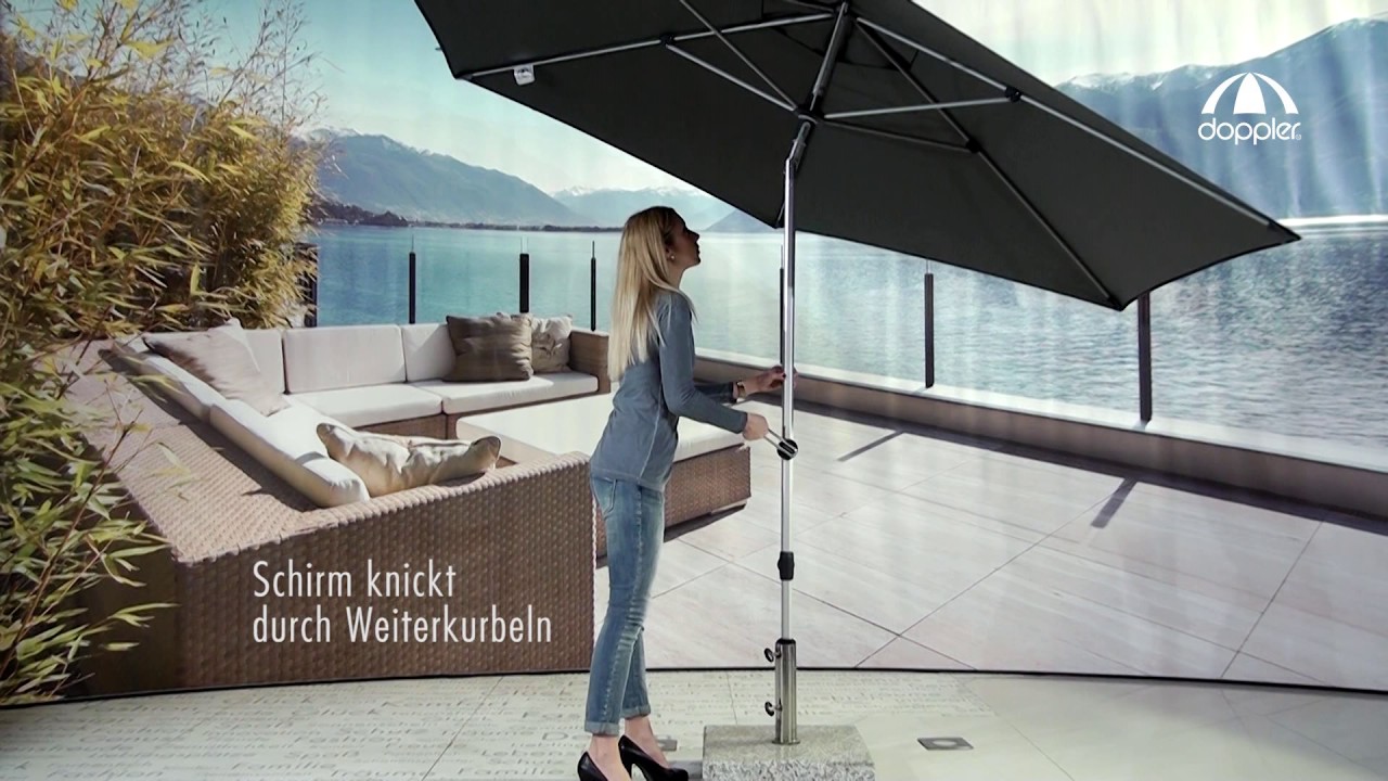 doppler Mittelmastschirm EXPERT 280 Auto-Tilt, Aluminium Silber / 100 % Polyester 180 g/m²