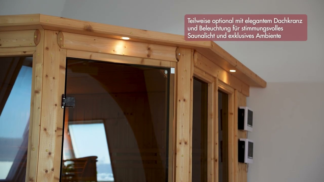 Karibu Sauna Alcinda 2 Superior mit Eckeinstieg 68 mm